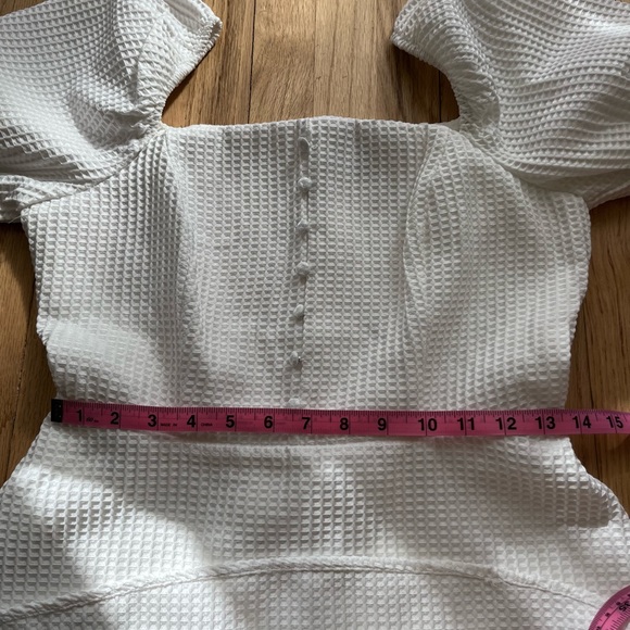 Lulus Cute Crush White Puff Sleeve Mini Skater Dress Small - Picture 10 of 10